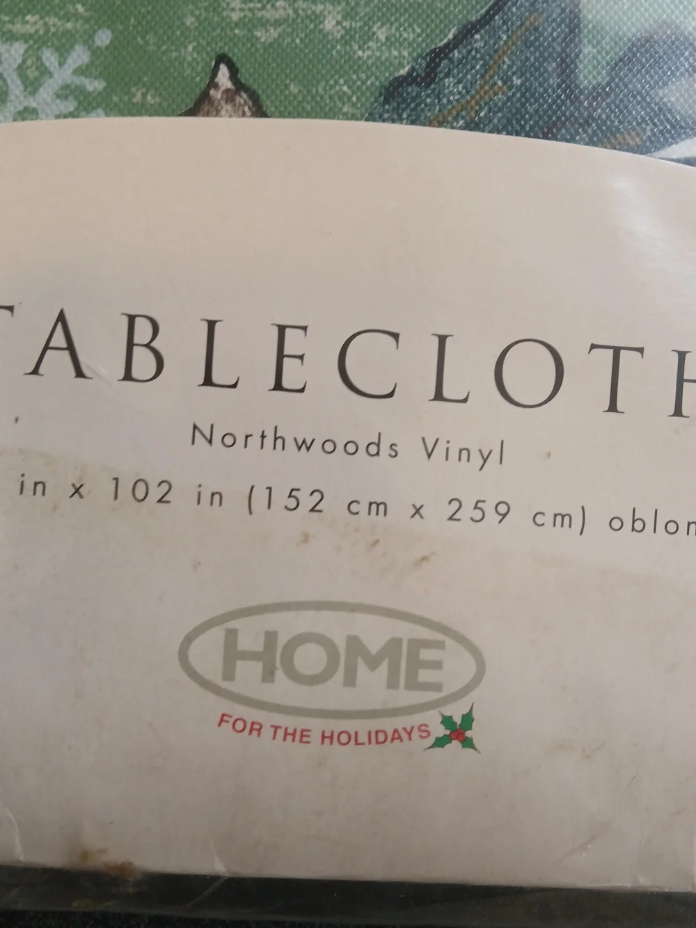 Christmas Green Polar Bear Vinyl Tablecloth with Holiday Trees